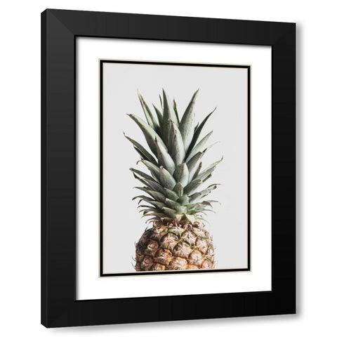 Pineapple Natural Black Modern Wood Framed Art Print with Double Matting by Artographie Studio