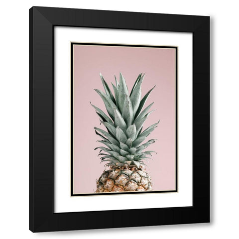Pineapple Pink 02 Black Modern Wood Framed Art Print with Double Matting by Artographie Studio