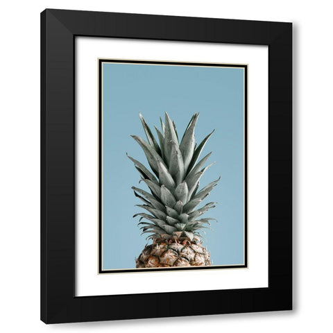 Pineapple Blue 04 Black Modern Wood Framed Art Print with Double Matting by Artographie Studio