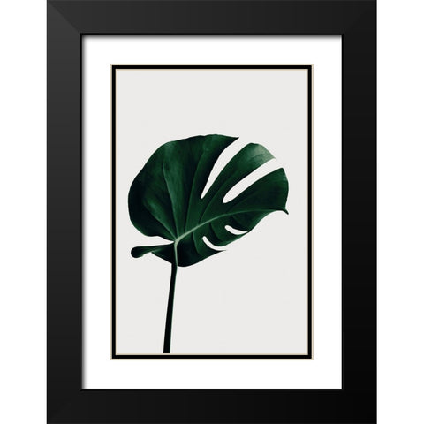 Monstera Natural 02 Black Modern Wood Framed Art Print with Double Matting by Artographie Studio