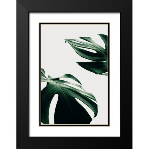 Monstera Natural 11 Black Modern Wood Framed Art Print with Double Matting by Artographie Studio