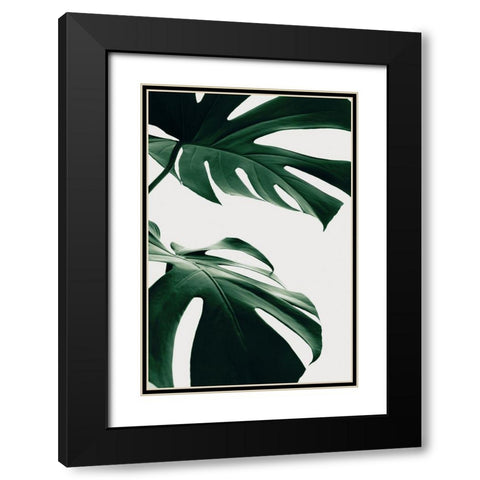 Monstera Natural 12 Black Modern Wood Framed Art Print with Double Matting by Artographie Studio