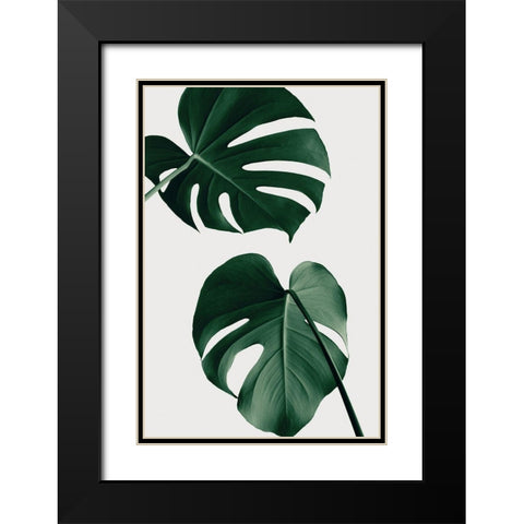 Monstera Natural 18 Black Modern Wood Framed Art Print with Double Matting by Artographie Studio
