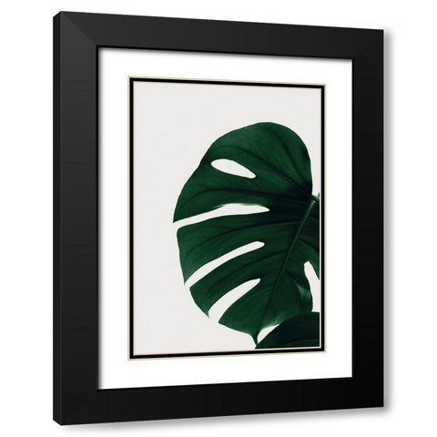 Monstera Natural 30 Black Modern Wood Framed Art Print with Double Matting by Artographie Studio
