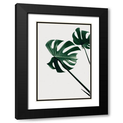 Monstera Natural 47 Black Modern Wood Framed Art Print with Double Matting by Artographie Studio