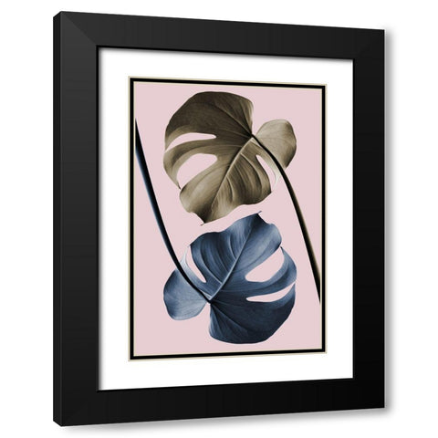 Monstera Pink Light 02 Black Modern Wood Framed Art Print with Double Matting by Artographie Studio