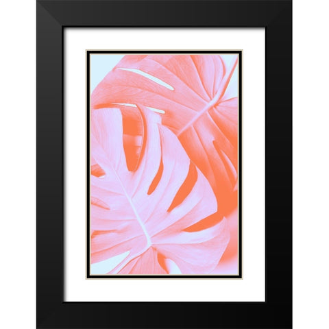 Monstera Orange 03 Black Modern Wood Framed Art Print with Double Matting by Artographie Studio