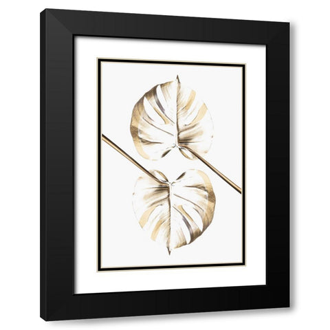 Monstera Gold 10 Black Modern Wood Framed Art Print with Double Matting by Artographie Studio