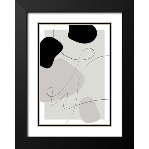 Shapes Autograph Black Modern Wood Framed Art Print with Double Matting by Artographie Studio