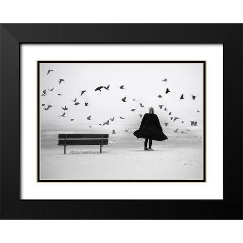 Enjoy Life Black Modern Wood Framed Art Print with Double Matting by Stene, Grethe