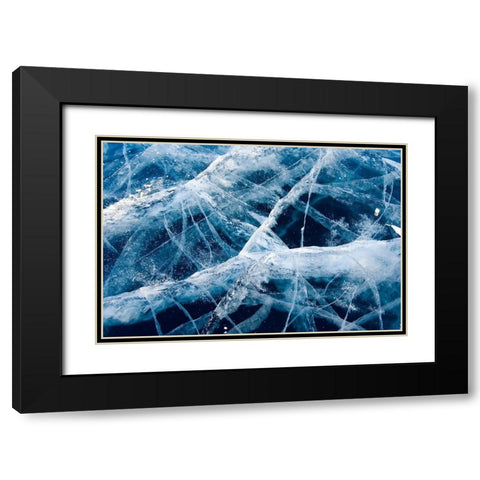 Baikal ice Black Modern Wood Framed Art Print with Double Matting by Bondarenko, Alexander