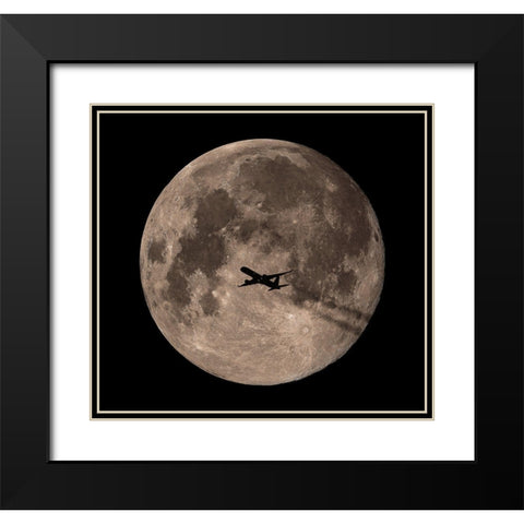 Passing Through Full Moon Black Modern Wood Framed Art Print with Double Matting by Chakraborty, Mainak