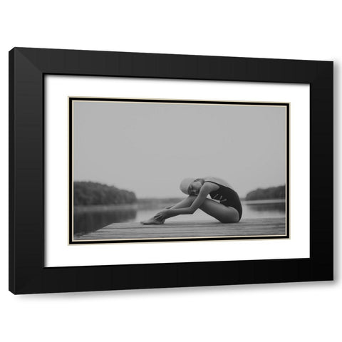 Lato Black Modern Wood Framed Art Print with Double Matting by Masarz, Malgorzata