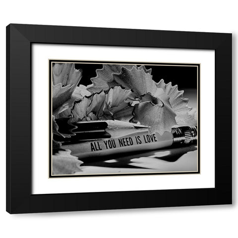 All You Need Is Love Black Modern Wood Framed Art Print with Double Matting by Bulus, Razvan