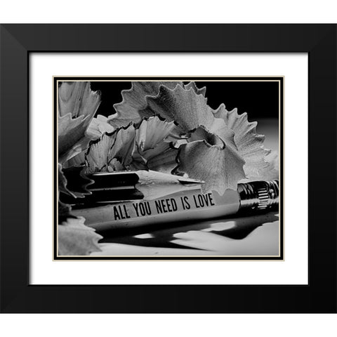 All You Need Is Love Black Modern Wood Framed Art Print with Double Matting by Bulus, Razvan