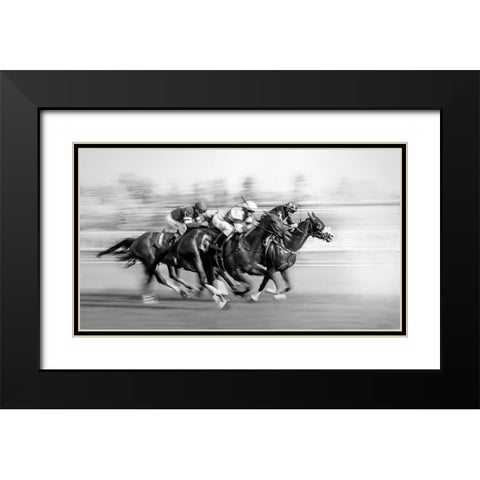 Horse Racing at Queens Plate Black Modern Wood Framed Art Print with Double Matting by little7