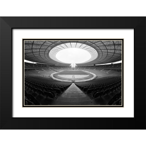 Berlin Olympiastadion Black Modern Wood Framed Art Print with Double Matting by Di Bello, Andrea