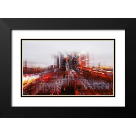 Tron City Black Modern Wood Framed Art Print with Double Matting by Chiriaco, Carmine