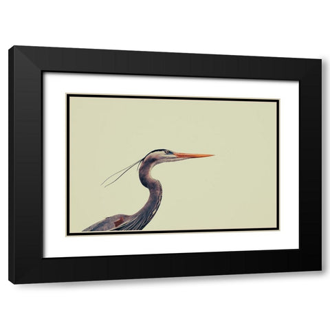 Heron Black Modern Wood Framed Art Print with Double Matting by Viola, Vincenzo