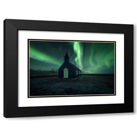Northern Lights Black Modern Wood Framed Art Print with Double Matting by Martin Castan, David