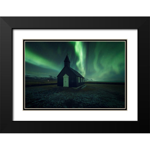 Northern Lights Black Modern Wood Framed Art Print with Double Matting by Martin Castan, David