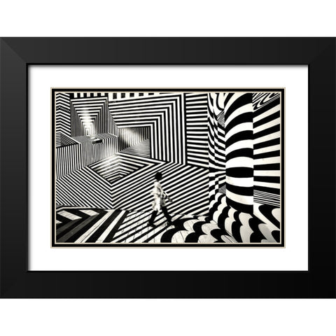 Pattern Walk 2 Black Modern Wood Framed Art Print with Double Matting by Das, Avishek