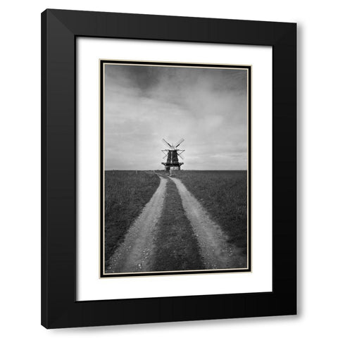 Windmill Black Modern Wood Framed Art Print with Double Matting by Nordin, Kristina