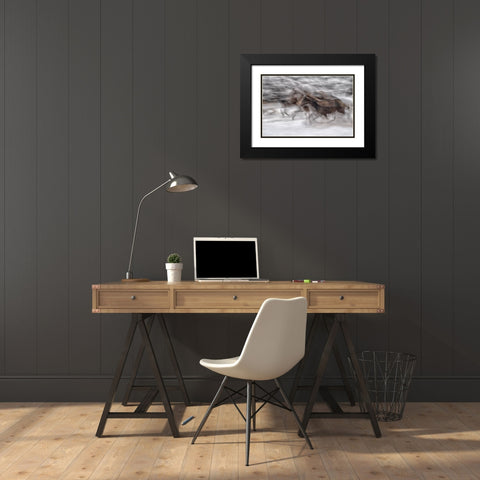 Black Dominance Black Modern Wood Framed Art Print with Double Matting by Malovrh, Milan