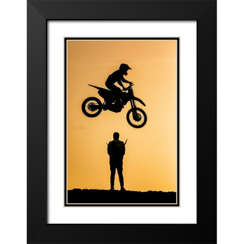 Jump Over Black Modern Wood Framed Art Print with Double Matting by Allam, Abdelkader