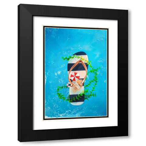Summer Island Black Modern Wood Framed Art Print with Double Matting by Belenko, Dina