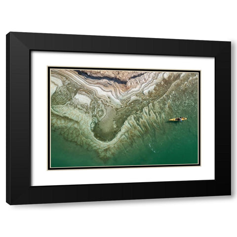 Kayaker Dead Sea Black Modern Wood Framed Art Print with Double Matting by Meirovich, Ido