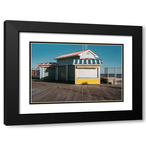 Boardwalk Shack Black Modern Wood Framed Art Print with Double Matting by Leeman, Joshua