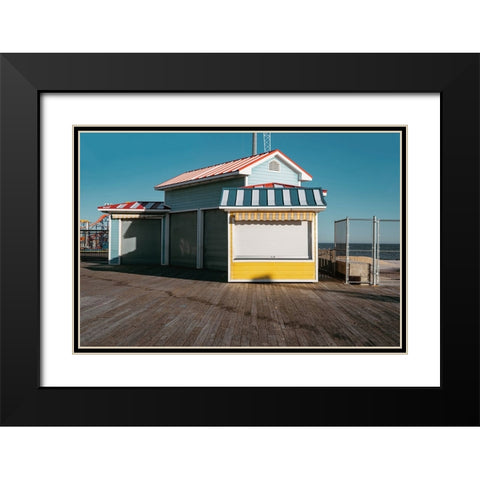 Boardwalk Shack Black Modern Wood Framed Art Print with Double Matting by Leeman, Joshua