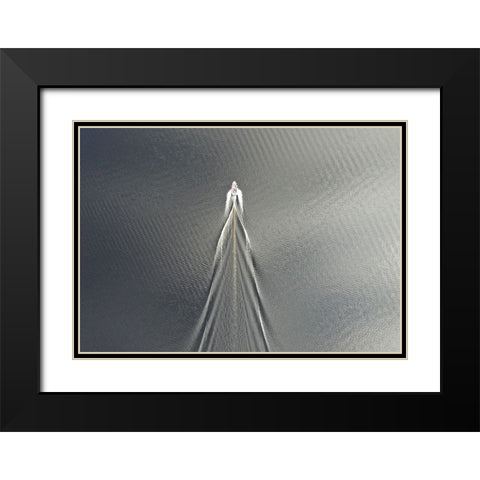 Usain Boat Black Modern Wood Framed Art Print with Double Matting by Cederberg, Marcus