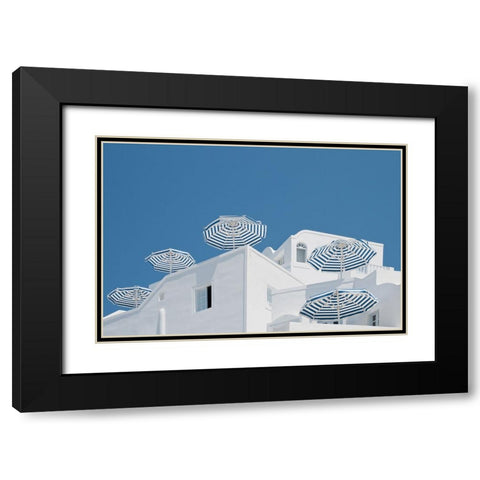 Blue and white Black Modern Wood Framed Art Print with Double Matting by Wride, Linda