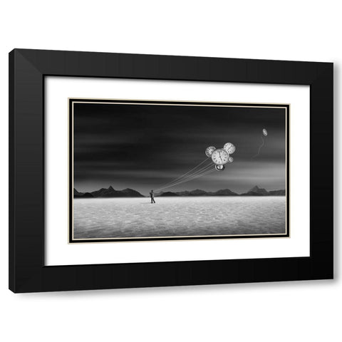 Time keeper Black Modern Wood Framed Art Print with Double Matting by Ghosh, Swarnendu