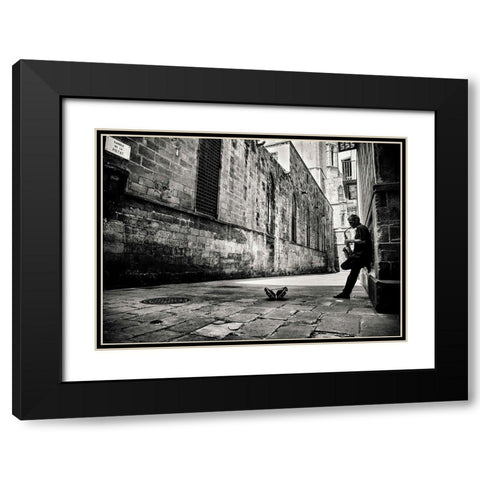 Silent Street Black Modern Wood Framed Art Print with Double Matting by Van Geerenstein, Gertjan