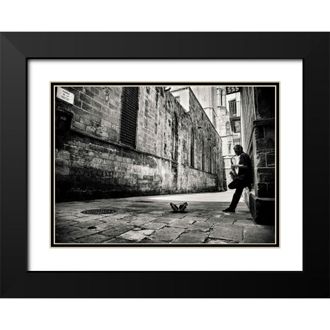 Silent Street Black Modern Wood Framed Art Print with Double Matting by Van Geerenstein, Gertjan