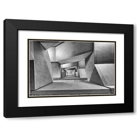 downstairs Black Modern Wood Framed Art Print with Double Matting by Goetzinger, Guy