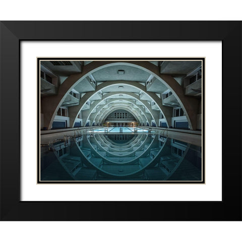 swimming at night Black Modern Wood Framed Art Print with Double Matting by Reichert, Renate