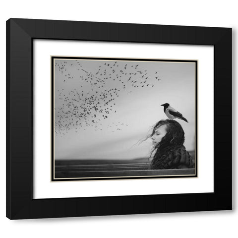 Thoughts Black Modern Wood Framed Art Print with Double Matting by Koshutina, Tatiana