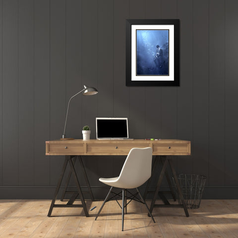 Blues Black Modern Wood Framed Art Print with Double Matting by Kiciak, Christophe