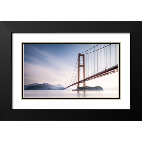 Xihou Bridge and Moon Bay Black Modern Wood Framed Art Print with Double Matting by Ai, Qing