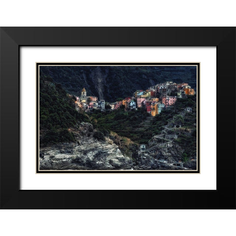 village on the rocks Black Modern Wood Framed Art Print with Double Matting by Flour, Piet