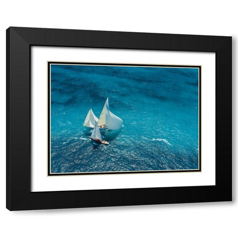 Croisement bleu Black Modern Wood Framed Art Print with Double Matting by Pelissier, Marc