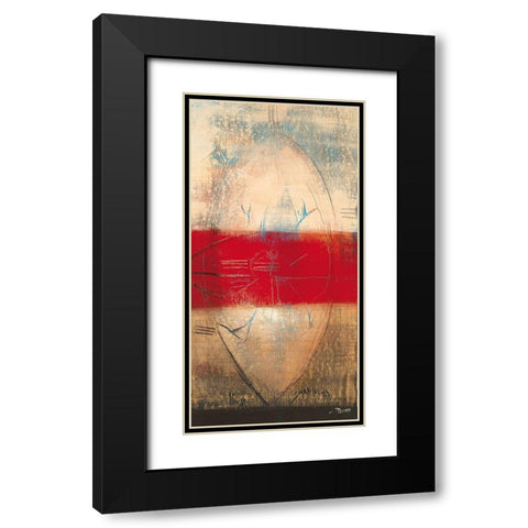 Lignes rouges I Black Modern Wood Framed Art Print with Double Matting by Becam, Carole