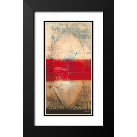 Lignes rouges I Black Modern Wood Framed Art Print with Double Matting by Becam, Carole