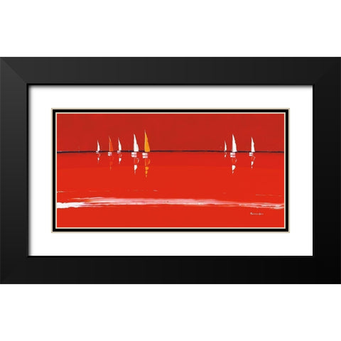 Soleil rouge Black Modern Wood Framed Art Print with Double Matting by Fontdeville, Guy