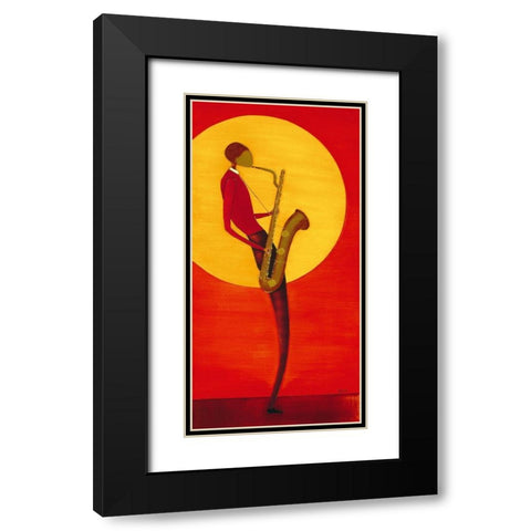 Jazz Man I Black Modern Wood Framed Art Print with Double Matting by Ona