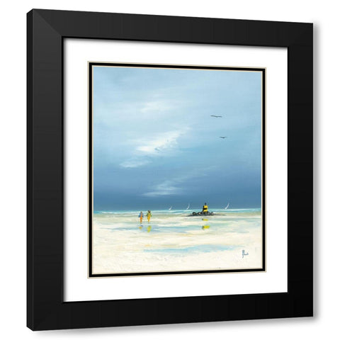 Pecheur a pied 1 Black Modern Wood Framed Art Print with Double Matting by Flanet, Frederic